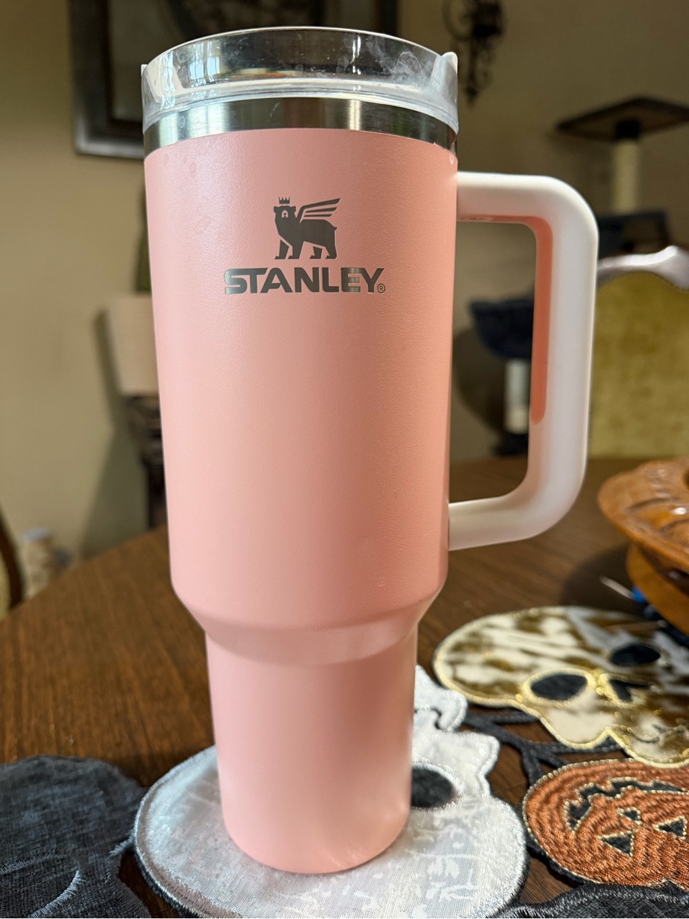Stanley rose colored tumbler